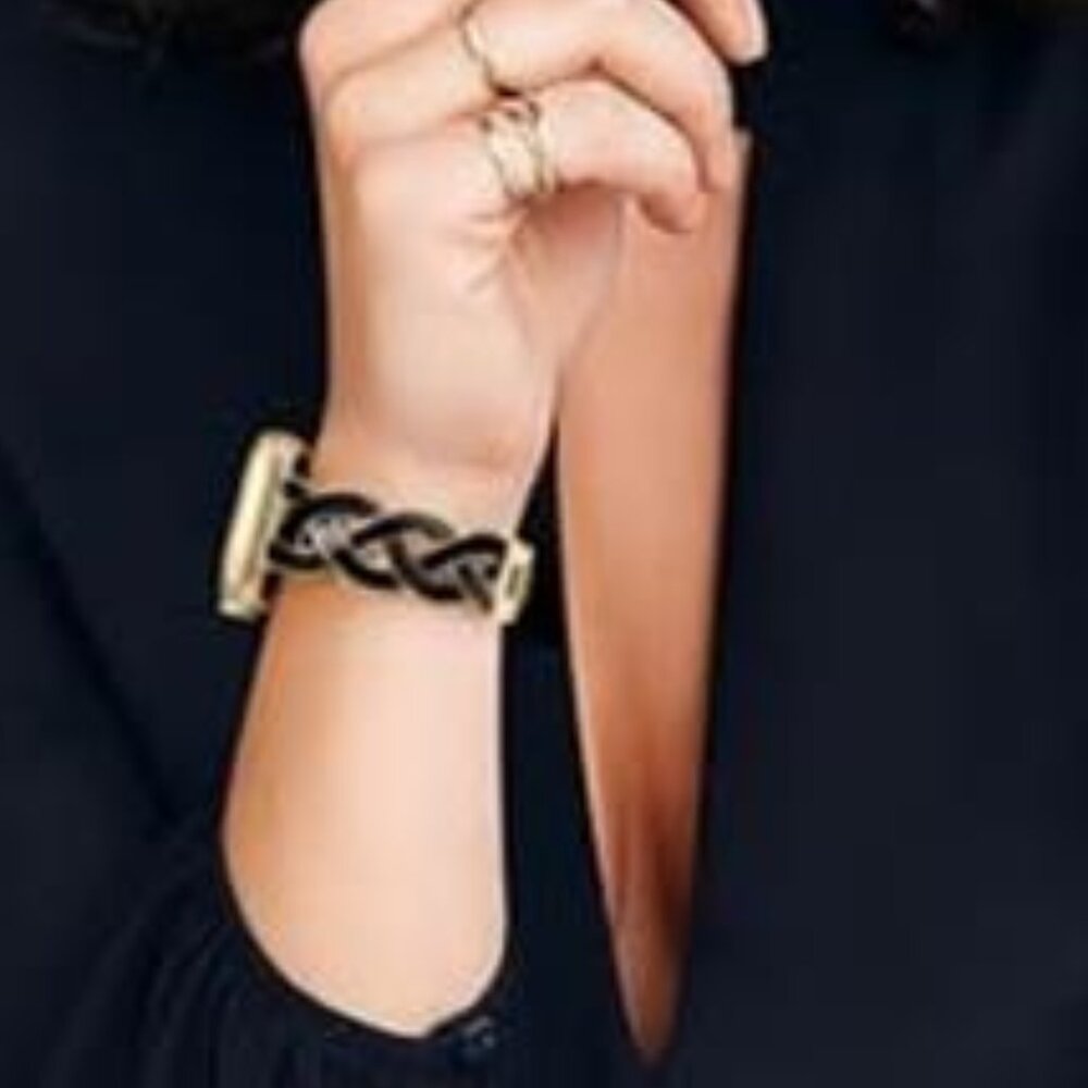 NEW Gold/Black Design Luxury Dressy Apple Watch Band - Picture 3 of 4
